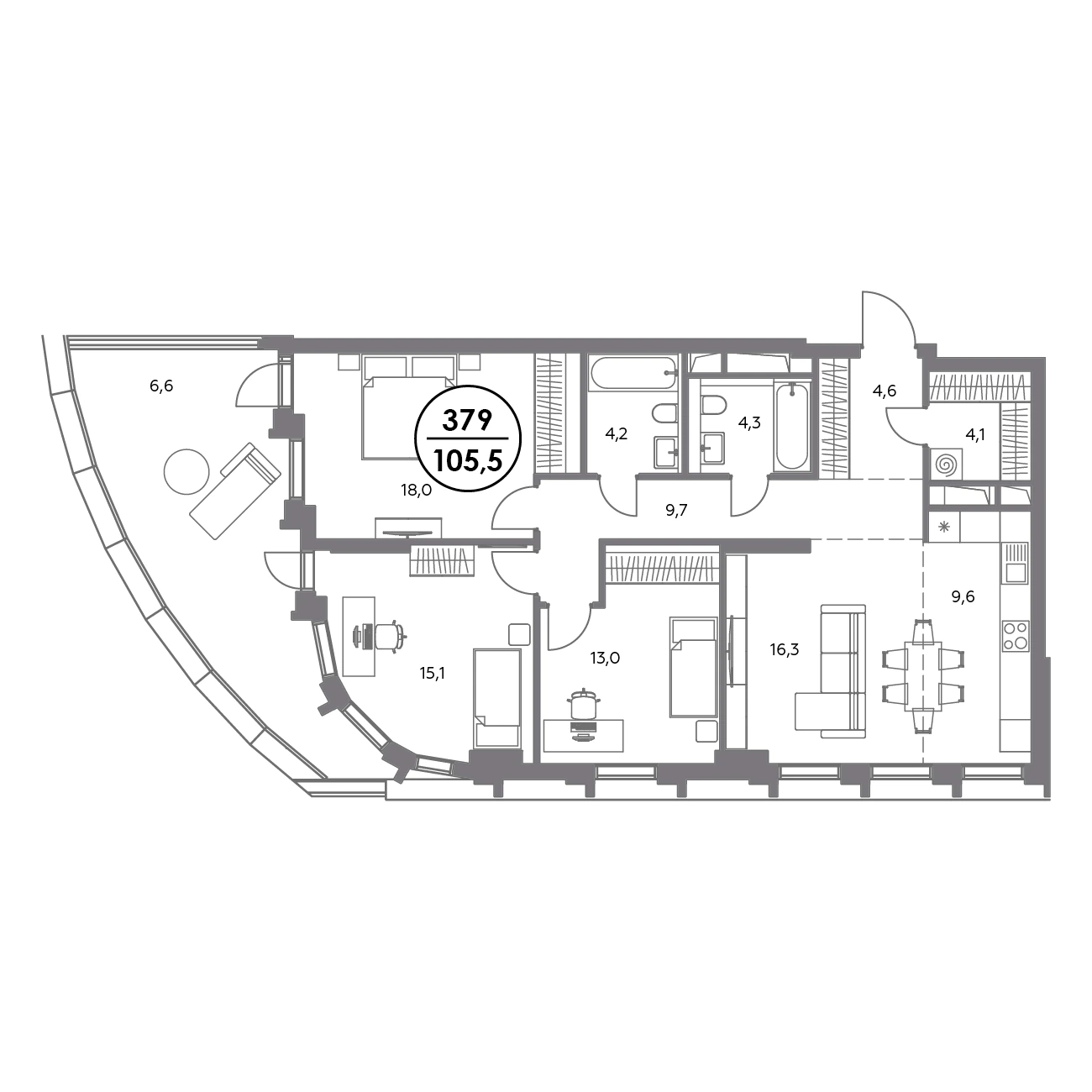 Планировка Дом 56 105,5 м², 379