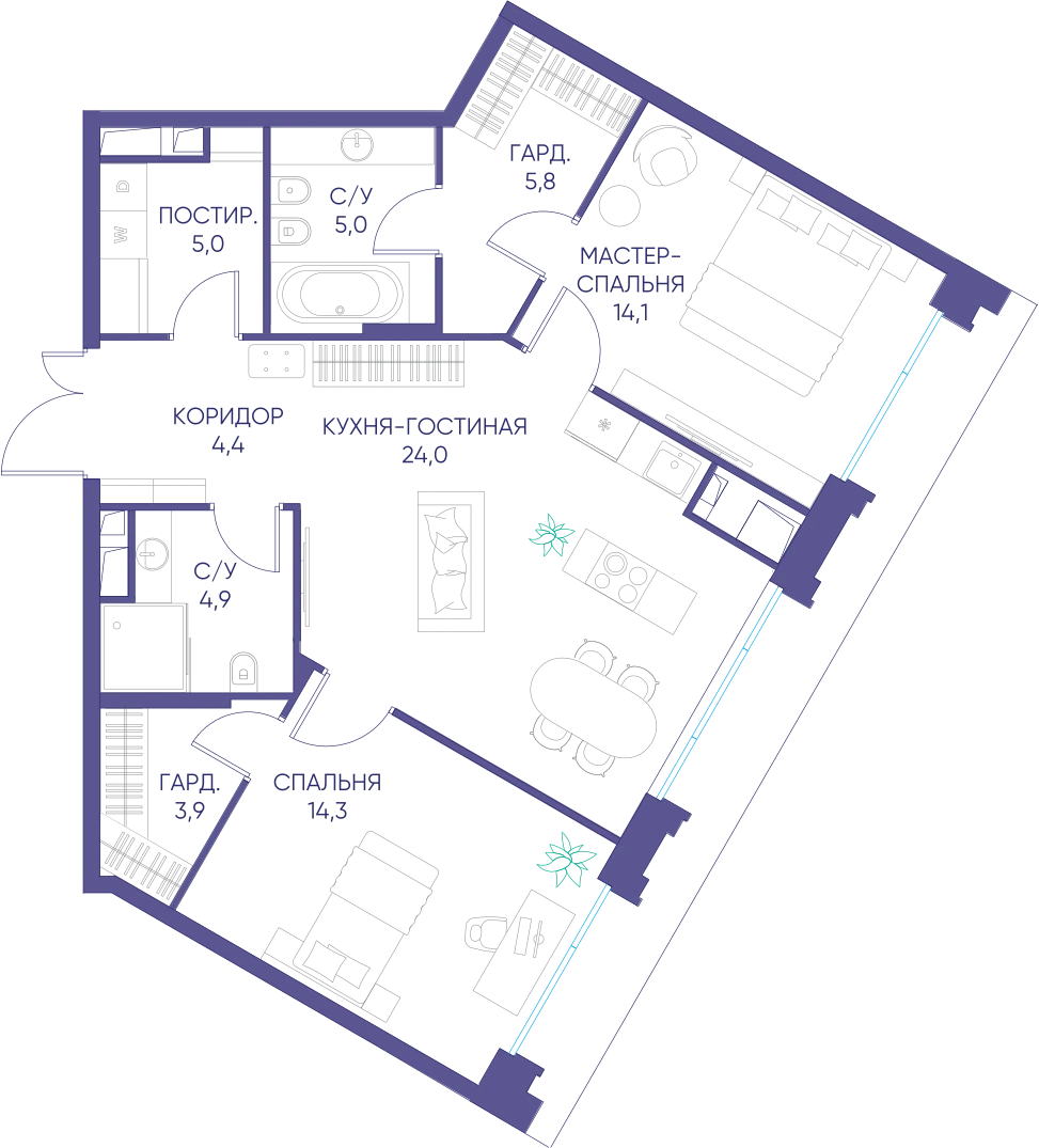 Планировка ДОМ XXII 81,4 м², 150-1-2-340101050