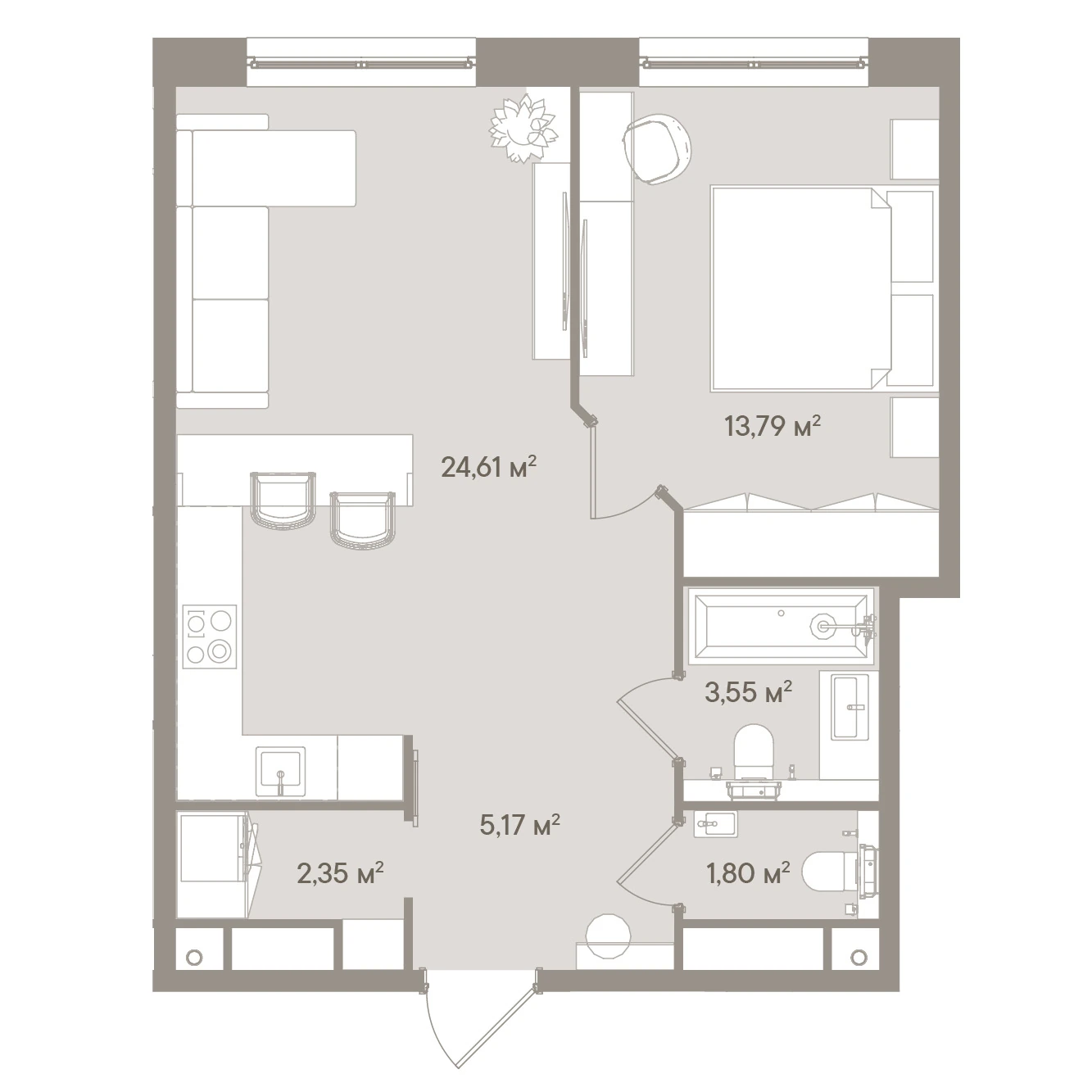 Планировка Д’Оро Милле 51,27 м², 207