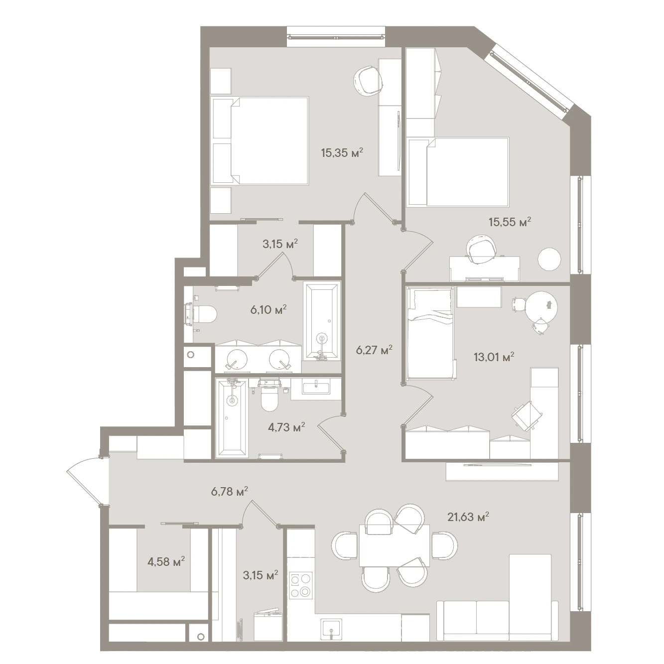 Планировка Д’Оро Милле 100,3 м², 608