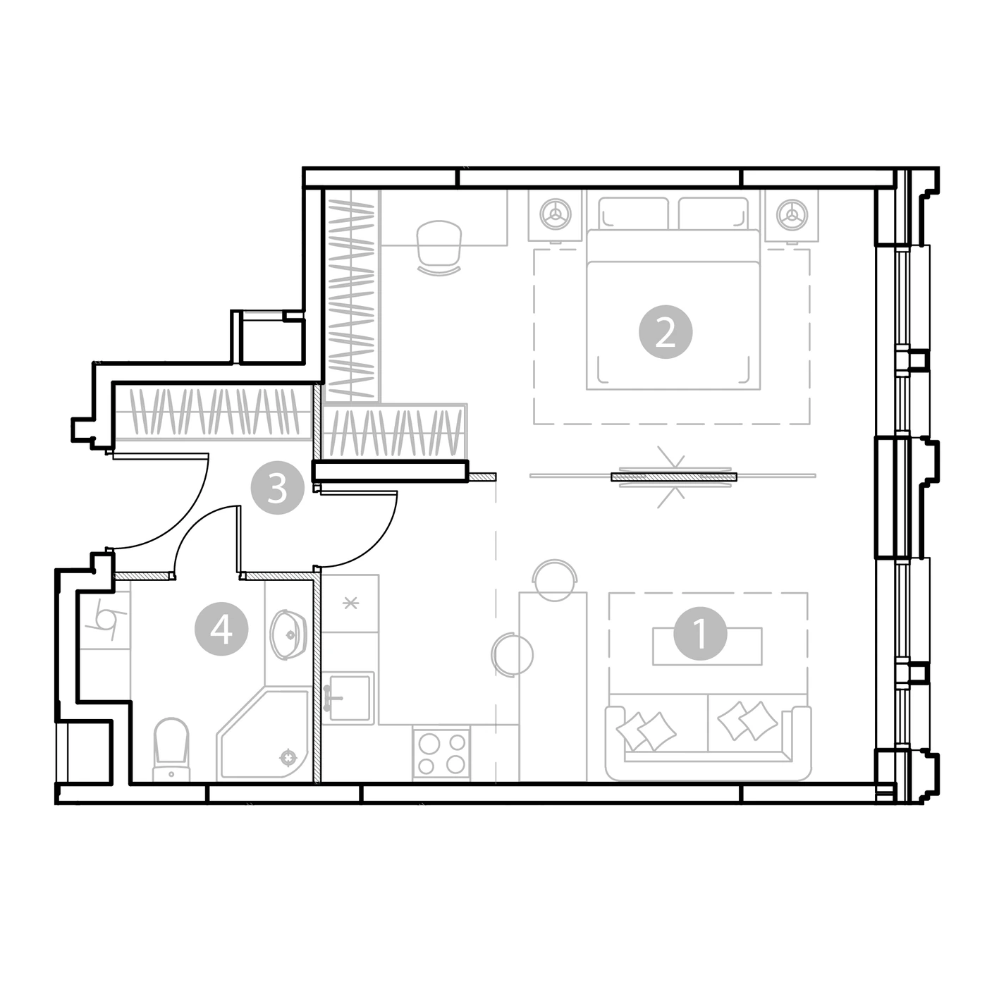 Планировка ЭВОПАРК Измайлово 43,9 м², k1-a3