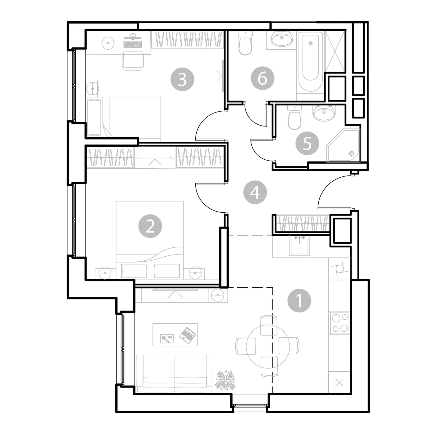 Планировка ЭВОПАРК Сокольники 61,98 м², k1-a10
