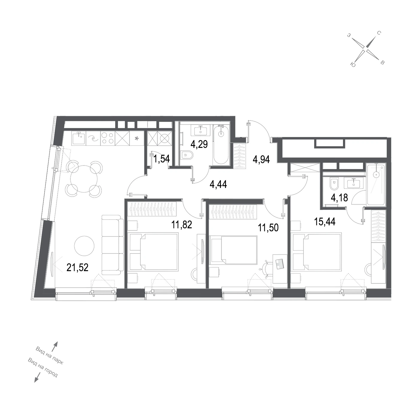 Планировка СберСити — квартал В11 79,67 м², В11_2_54