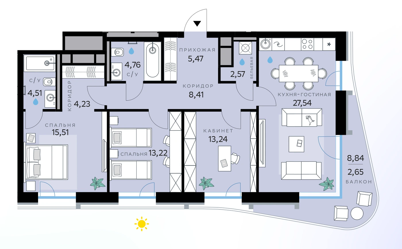 Планировка СберСити — квартал В19 102,11 м², В19 · корпус 1 · №89