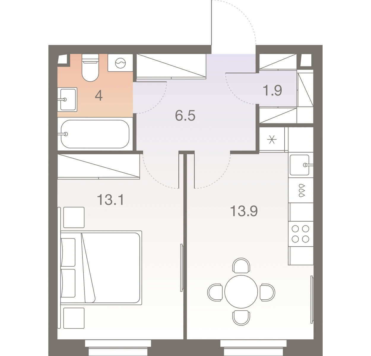 Планировка Твелв 39,7 м², TW-3-3-865