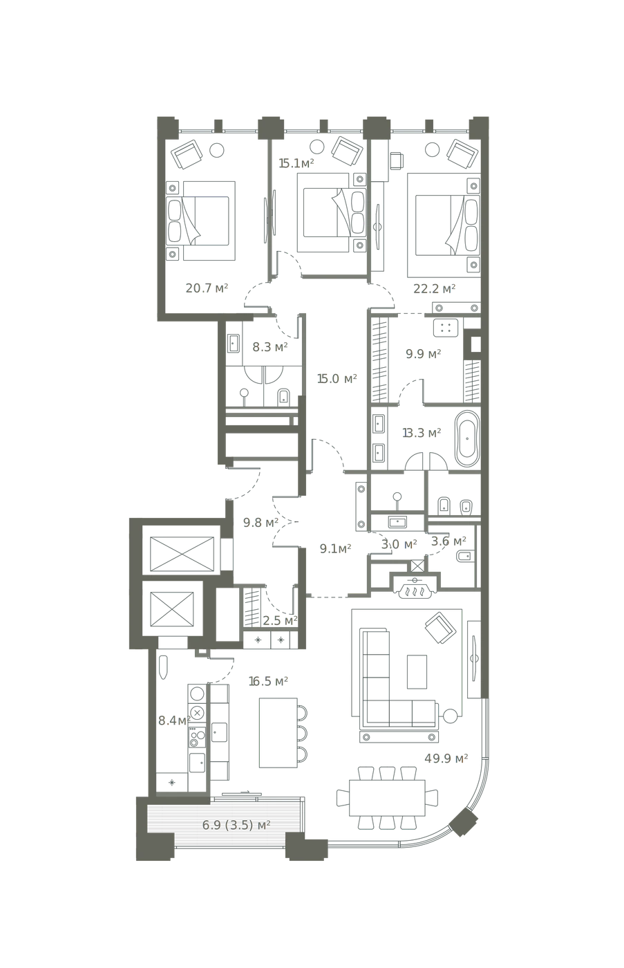 Планировка Брусов 208,5 м², Резиденция №8