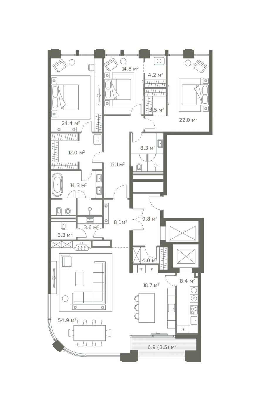 Планировка Брусов 231,5 м², Резиденция №11
