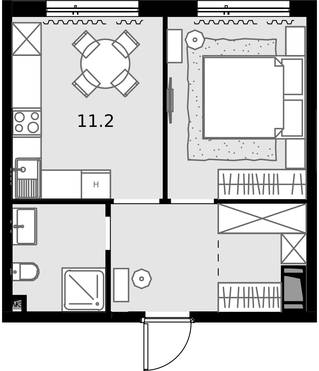 Планировка Дом Малевич 34,3 м², №404