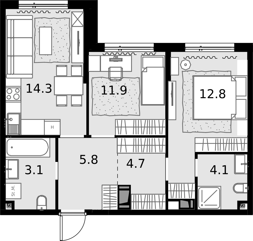 Планировка Дом Малевич 56,6 м², №16