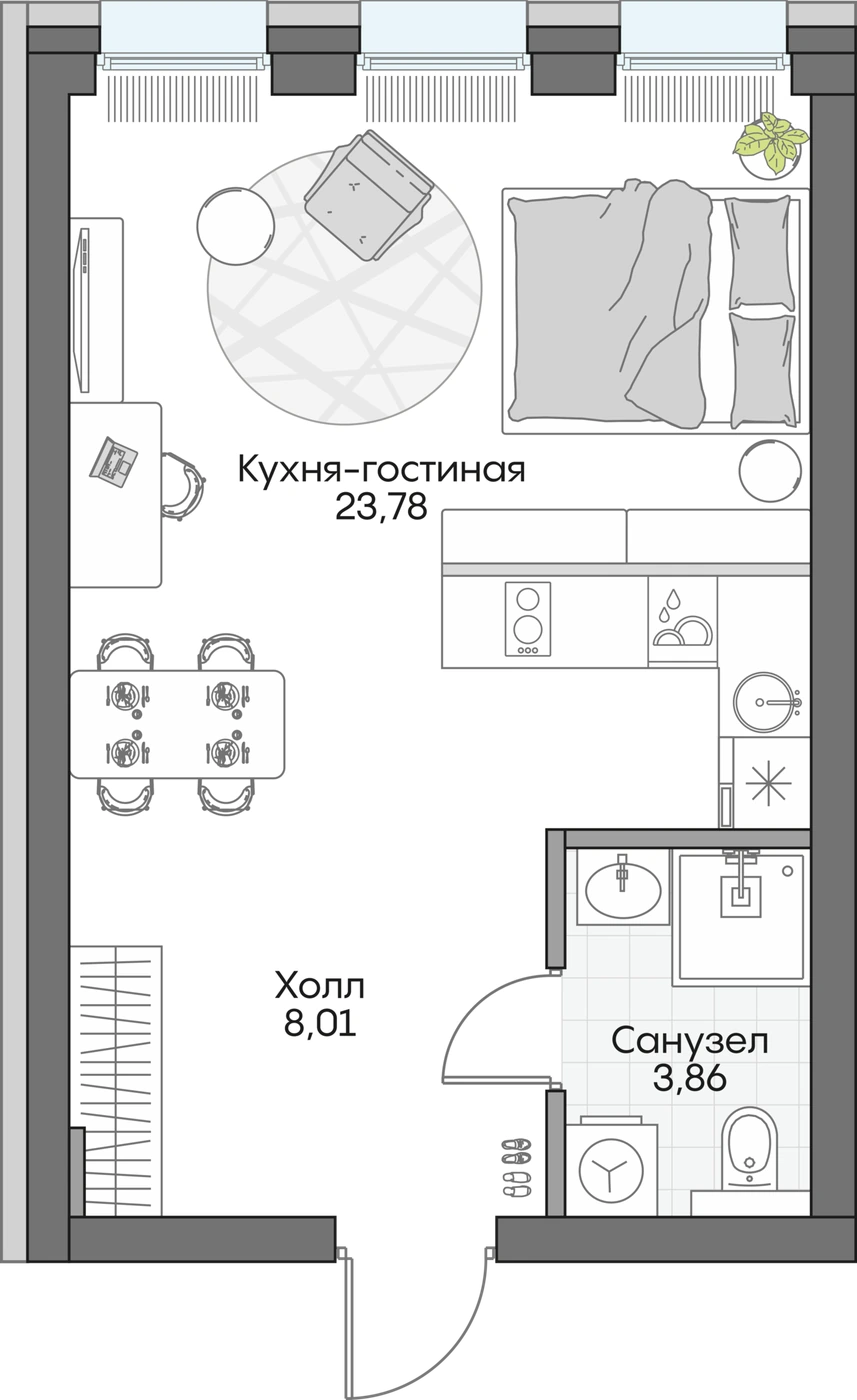 Планировка Дом на набережной ИНСАЙДЕР 34,68 м², №150