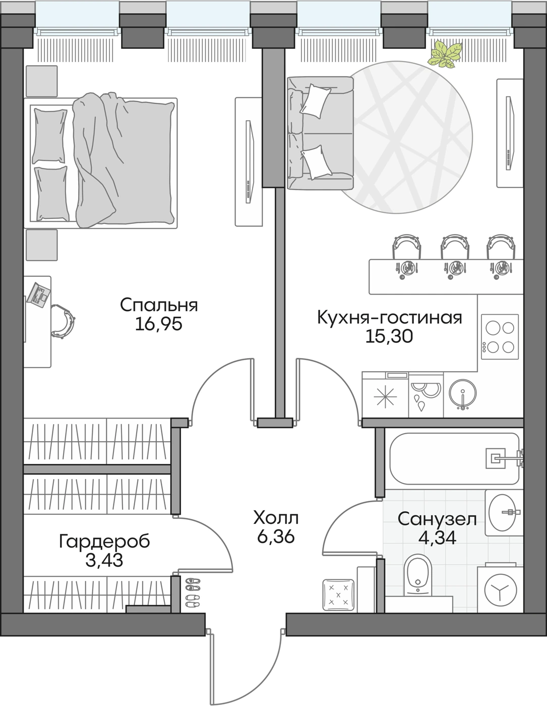 Планировка Дом на набережной ИНСАЙДЕР 45,77 м², №139