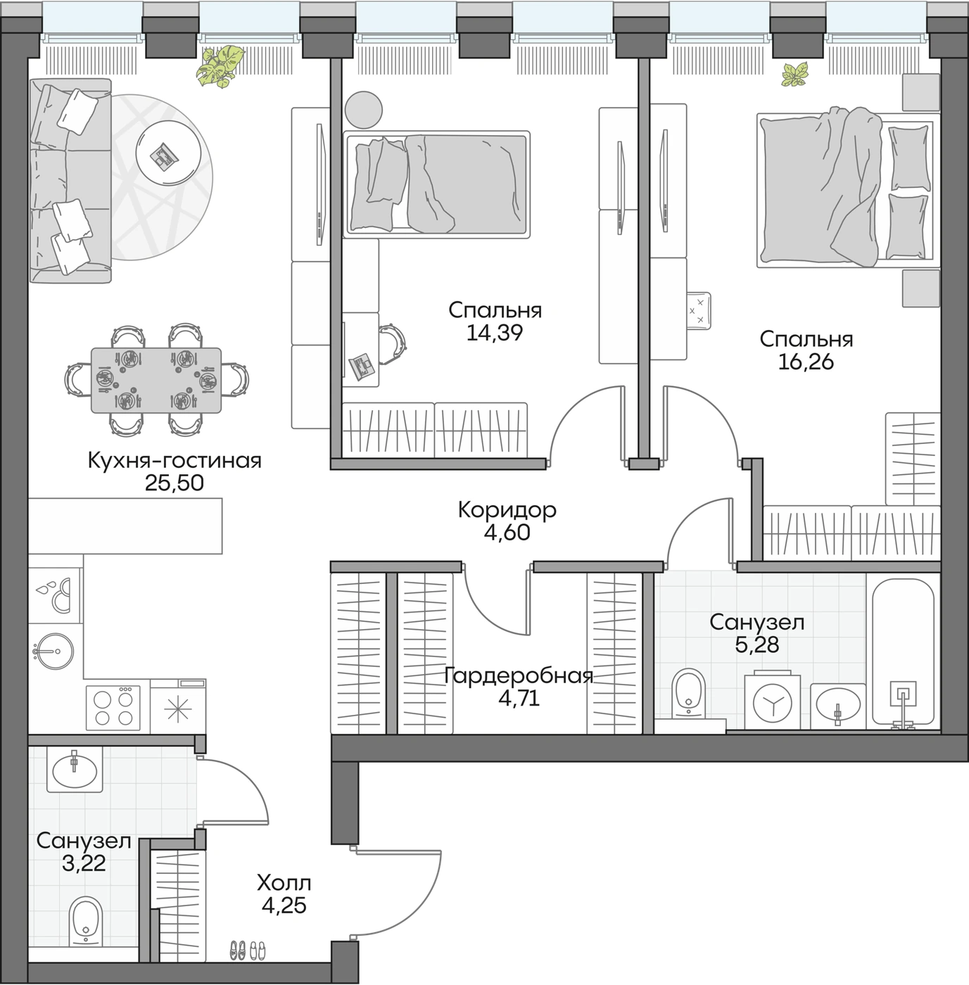 Планировка Дом на набережной ИНСАЙДЕР 75,59 м², №227