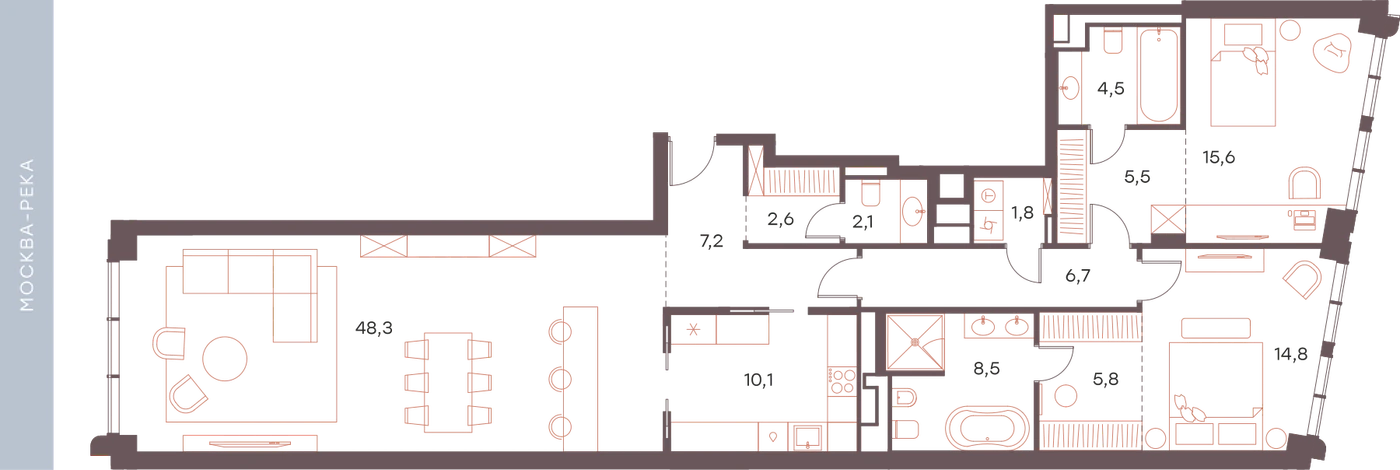 Планировка Саввинская 27 133,5 м², №4-1