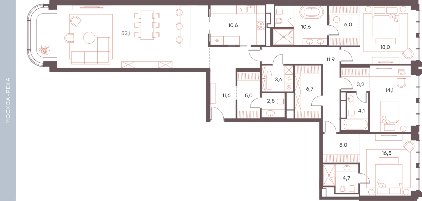 Планировка Саввинская 27 187,5 м², №4-3