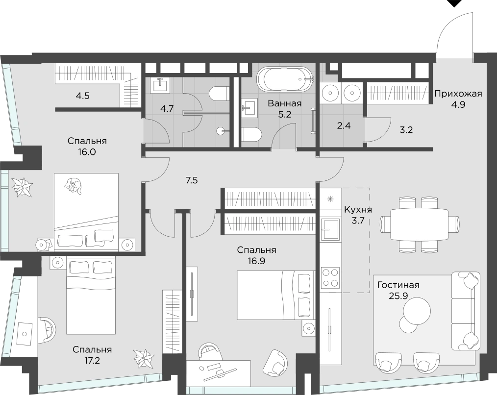 Планировка Ахед 108,6 м², 8