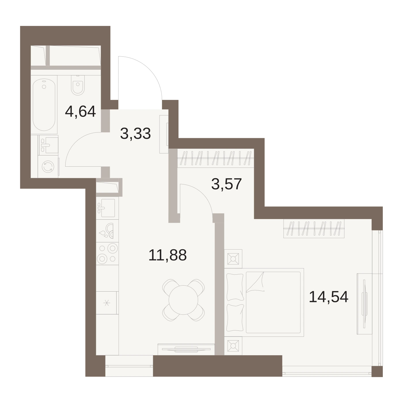 Планировка Файв Тауэрс 37,96 м², 481