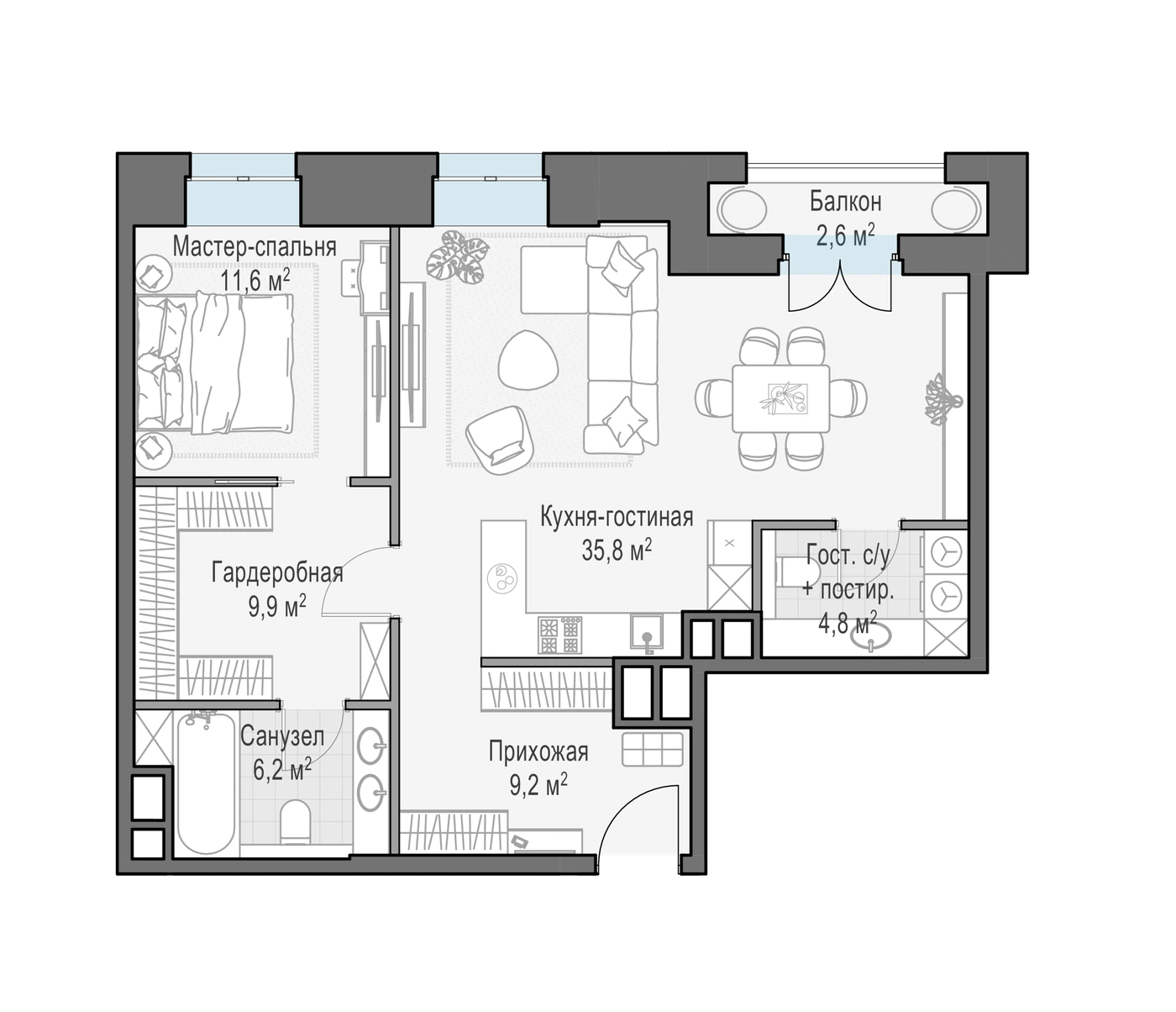 Планировка Фон Дессин 78,7 м², 23