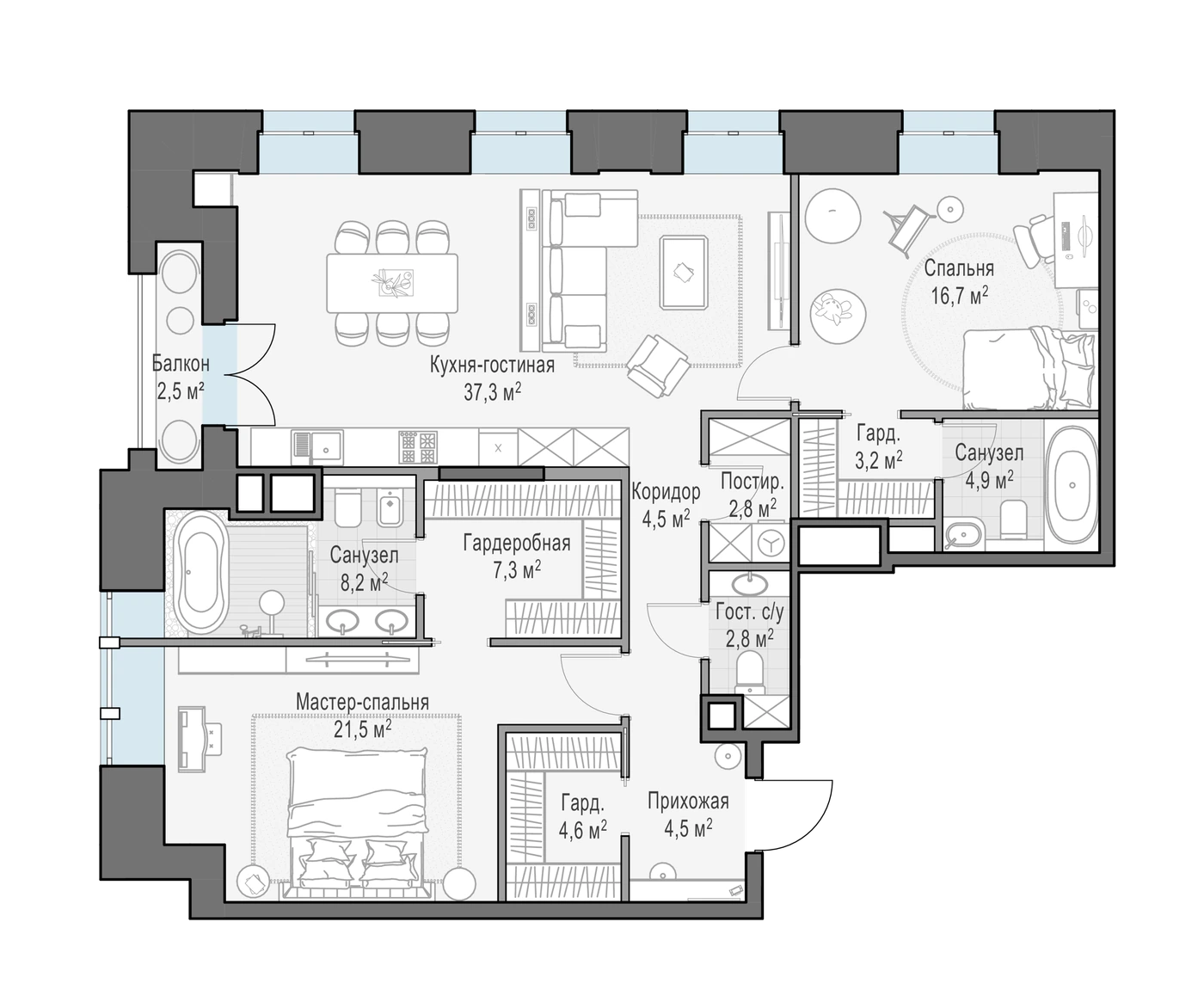 Планировка Фон Дессин 119,9 м², 5