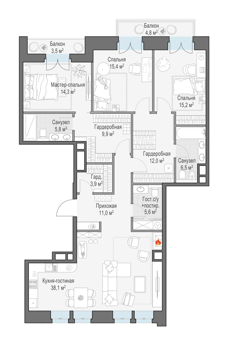 Планировка Фон Дессин 141,2 м², 11