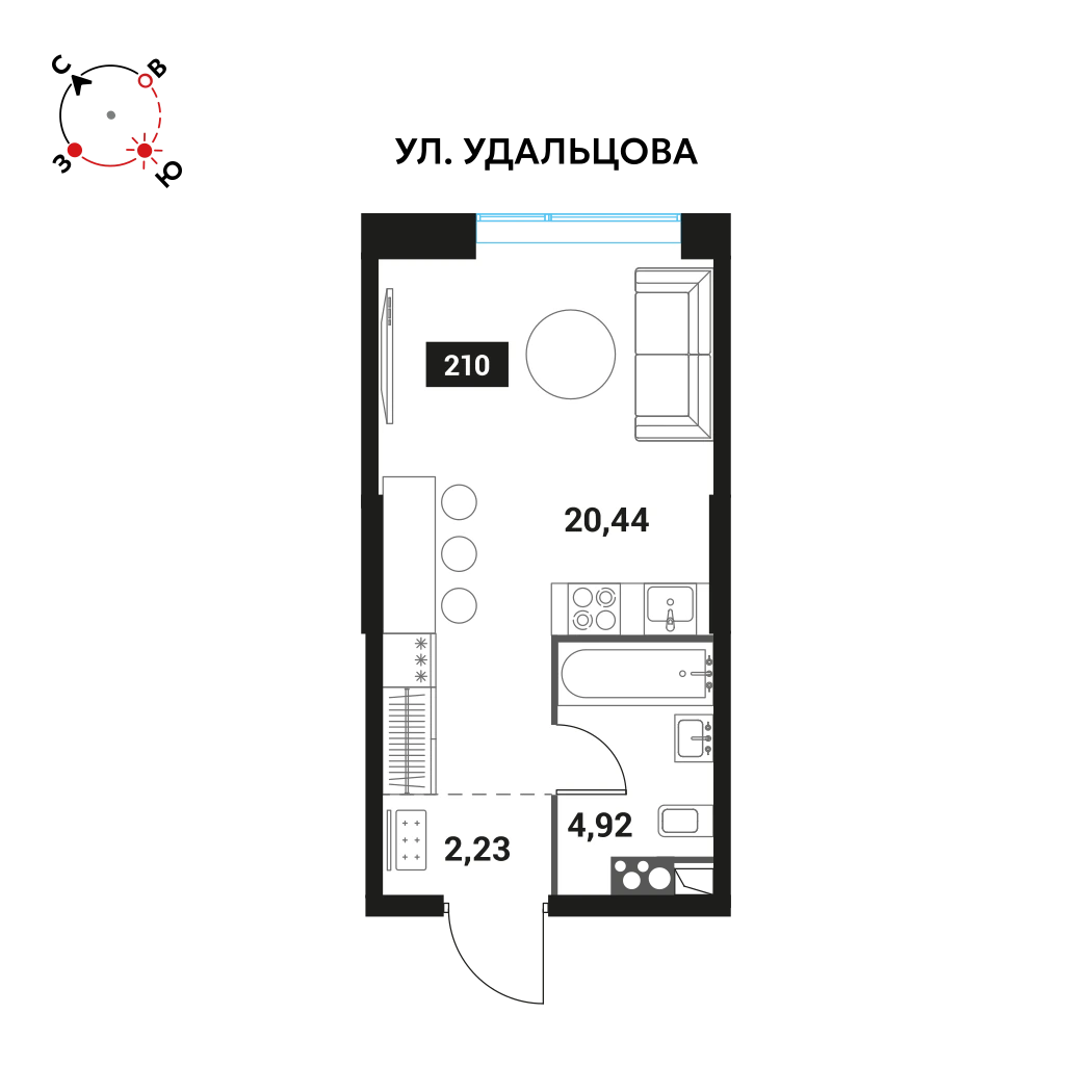 Планировка Инноватор 27 м², 210