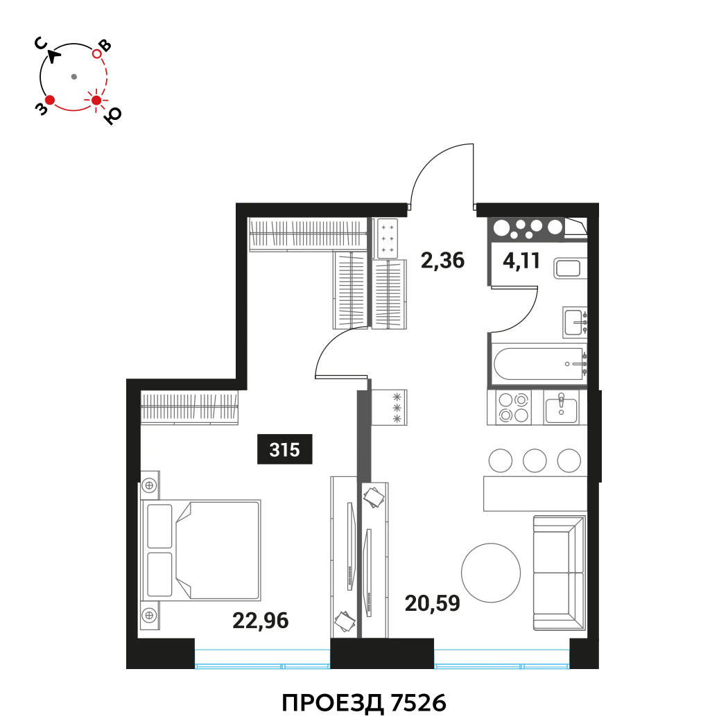 Планировка Инноватор 50,02 м², 315