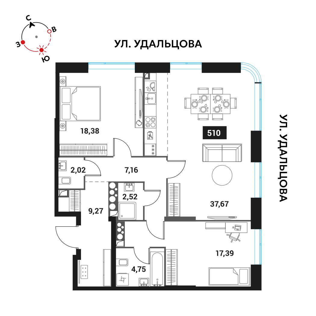 Планировка Инноватор 99,16 м², 510