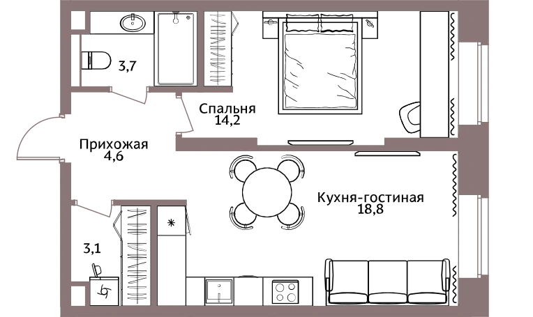 Планировка Легаси 44,8 м², 315