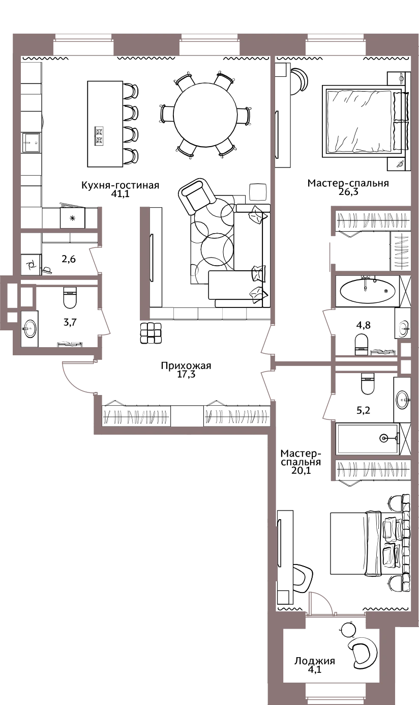 Планировка Легаси 123,8 м², 237