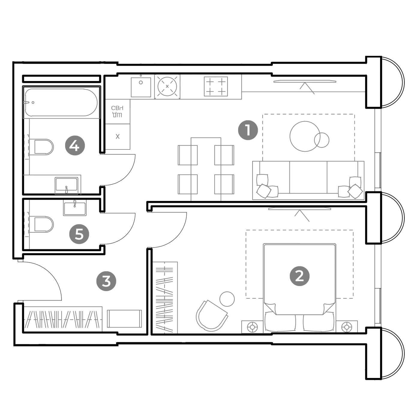 Планировка НАМЕТКИН ТАУЭР 47,1 м², 1004
