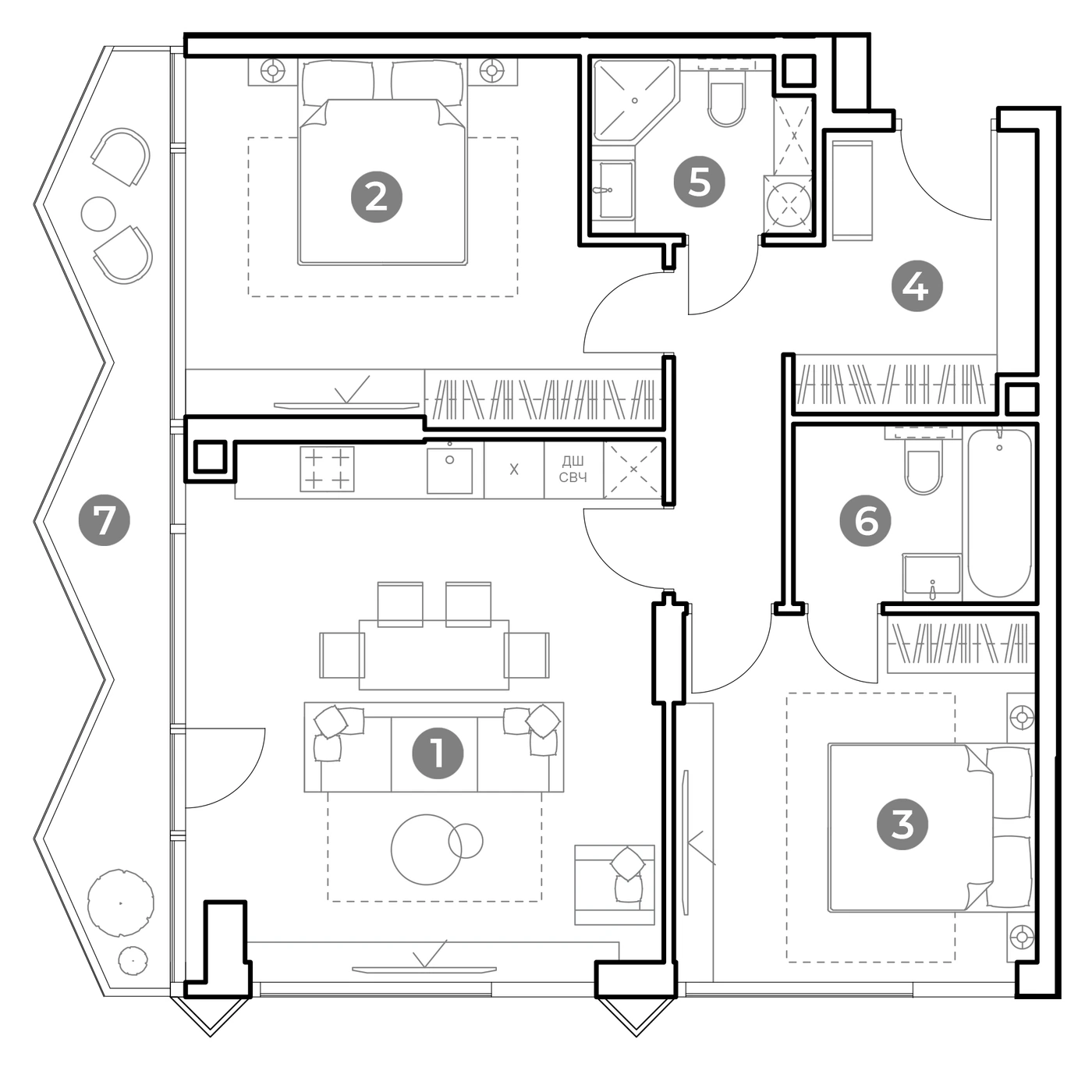 Выбранная планировка 82,7 м²