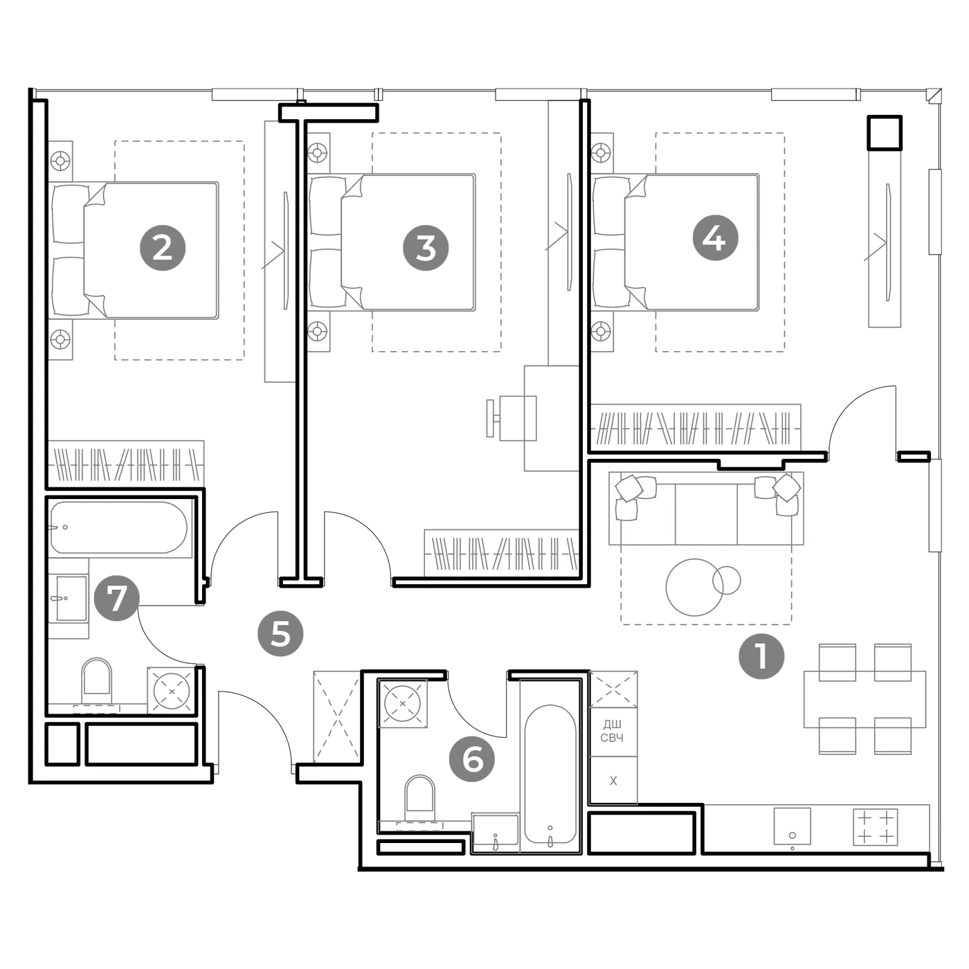 Планировка НАМЕТКИН ТАУЭР 91,2 м², 1774