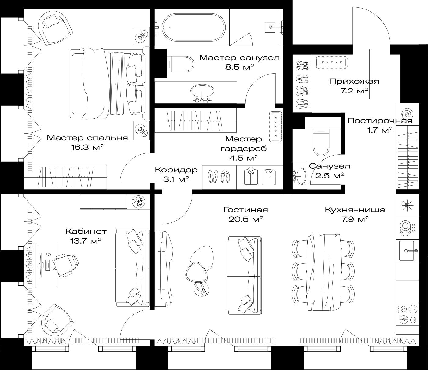 Планировка ОПУС 85,3 м², 8