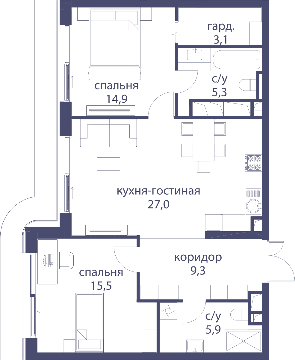 Планировка Река 81 м², 21