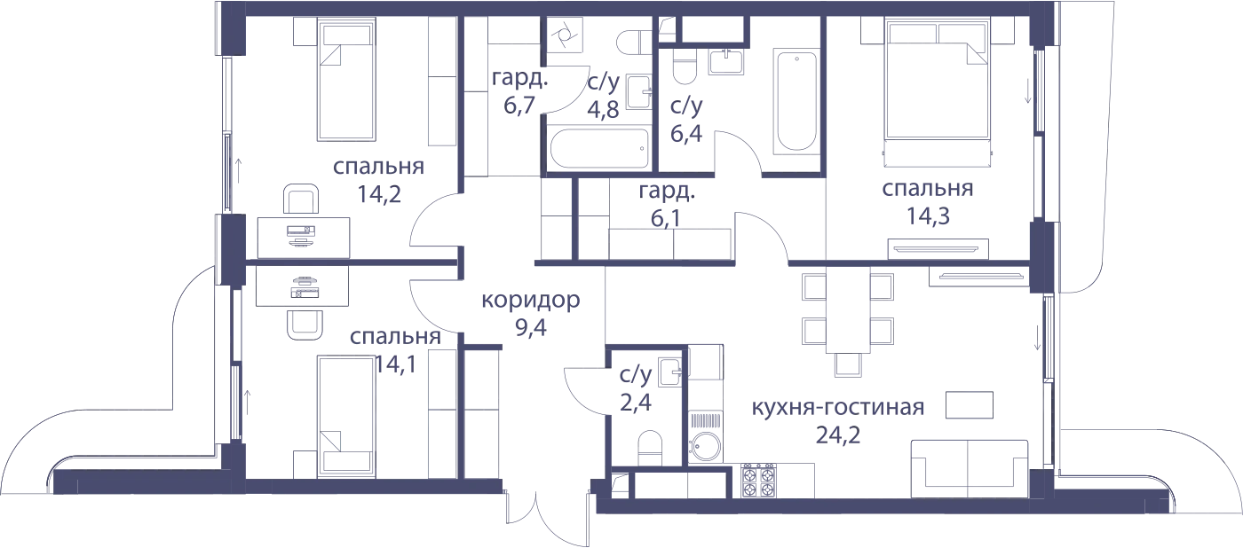 Планировка Река 102,6 м², 76