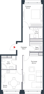 Планировка Ривер Парк 68,7 м², 84