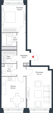 Планировка Ривер Парк 69 м², 85