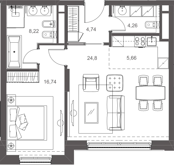 Планировка Русские Сезоны 64,42 м², 6а.3.2