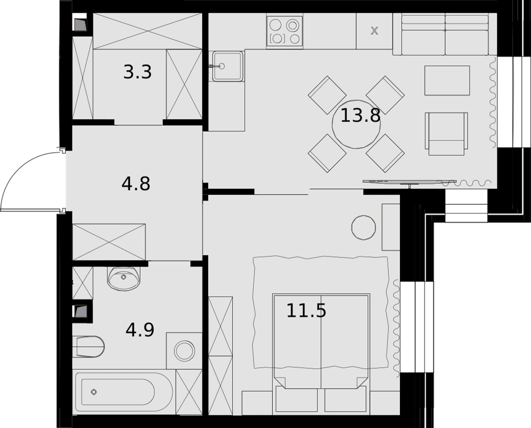 Планировка ТЕАТРАЛЬНЫЙ КВАРТАЛ 38,3 м², 201