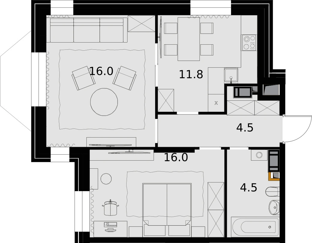 Планировка ТЕАТРАЛЬНЫЙ КВАРТАЛ 59,6 м², 20