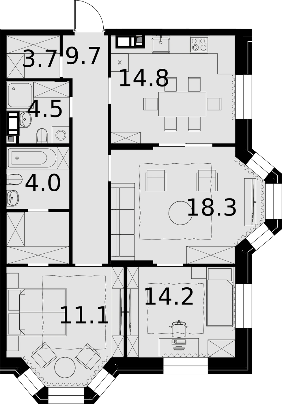Планировка ТЕАТРАЛЬНЫЙ КВАРТАЛ 82,6 м², 23