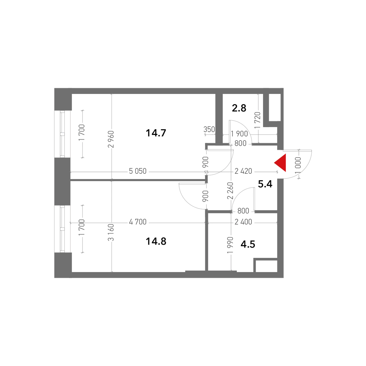 Планировка Воксхолл 42,2 м², 18