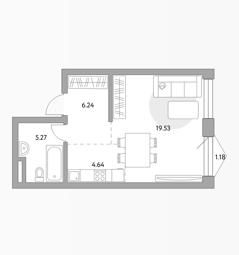 Планировка Басманный от Гранель: 36,86 м²