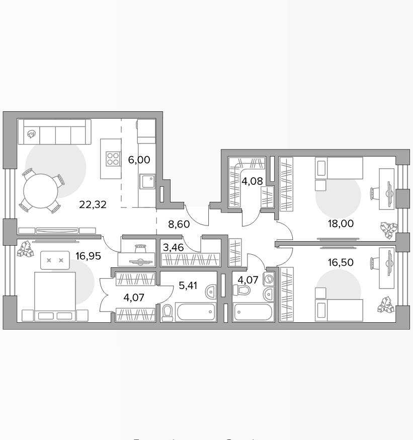 Планировка Басманный от Гранель: 109,46 м²