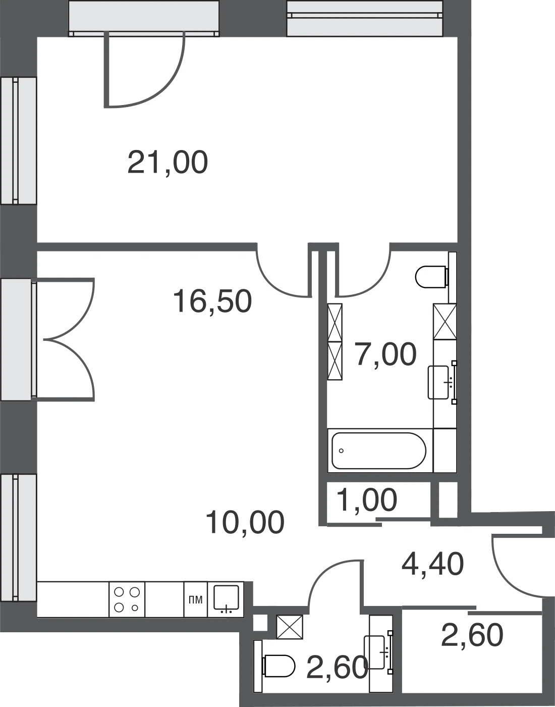 Выбранная планировка 65,5 м²