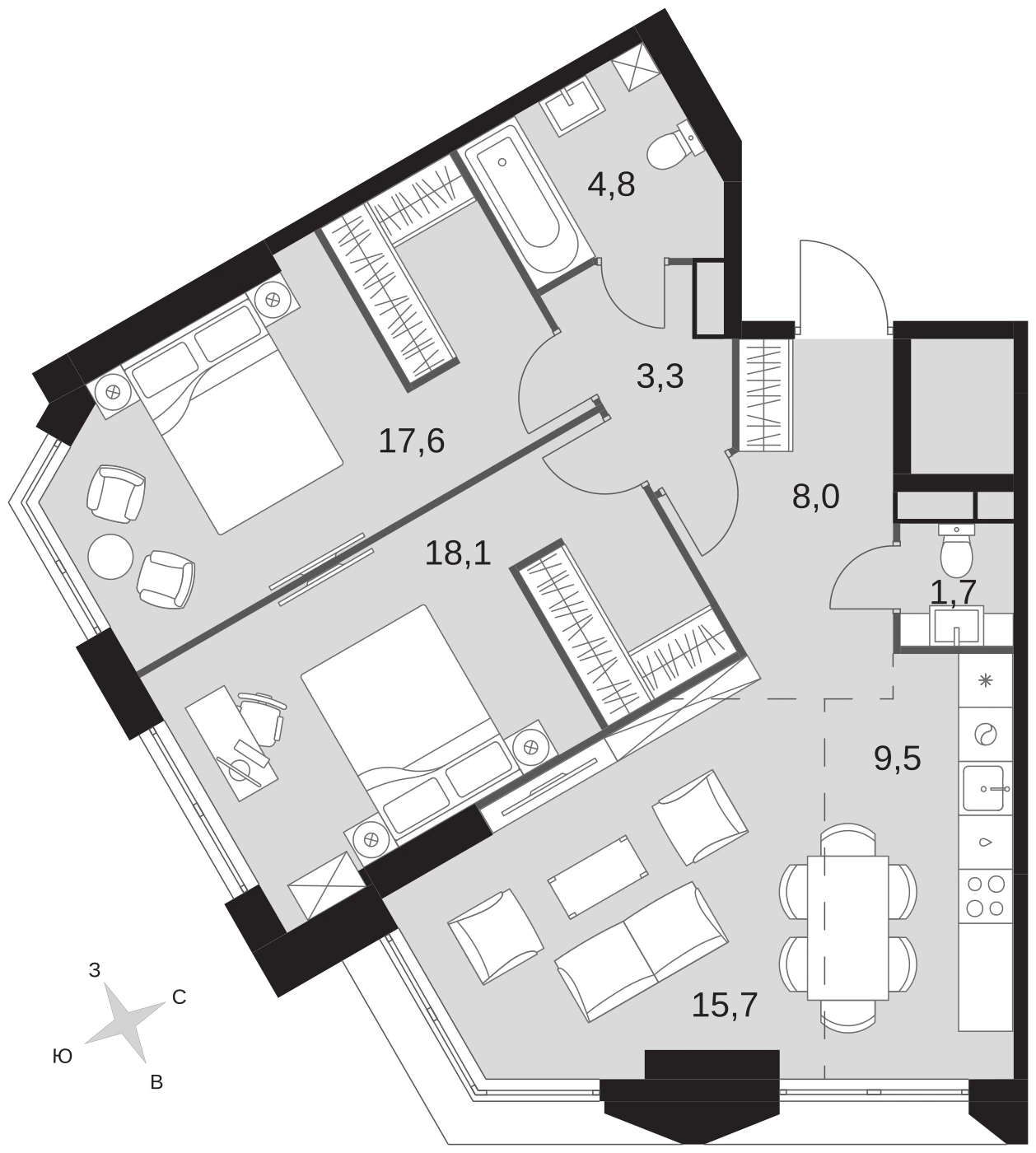 Планировка Архитектор 78,7 м², № 1489
