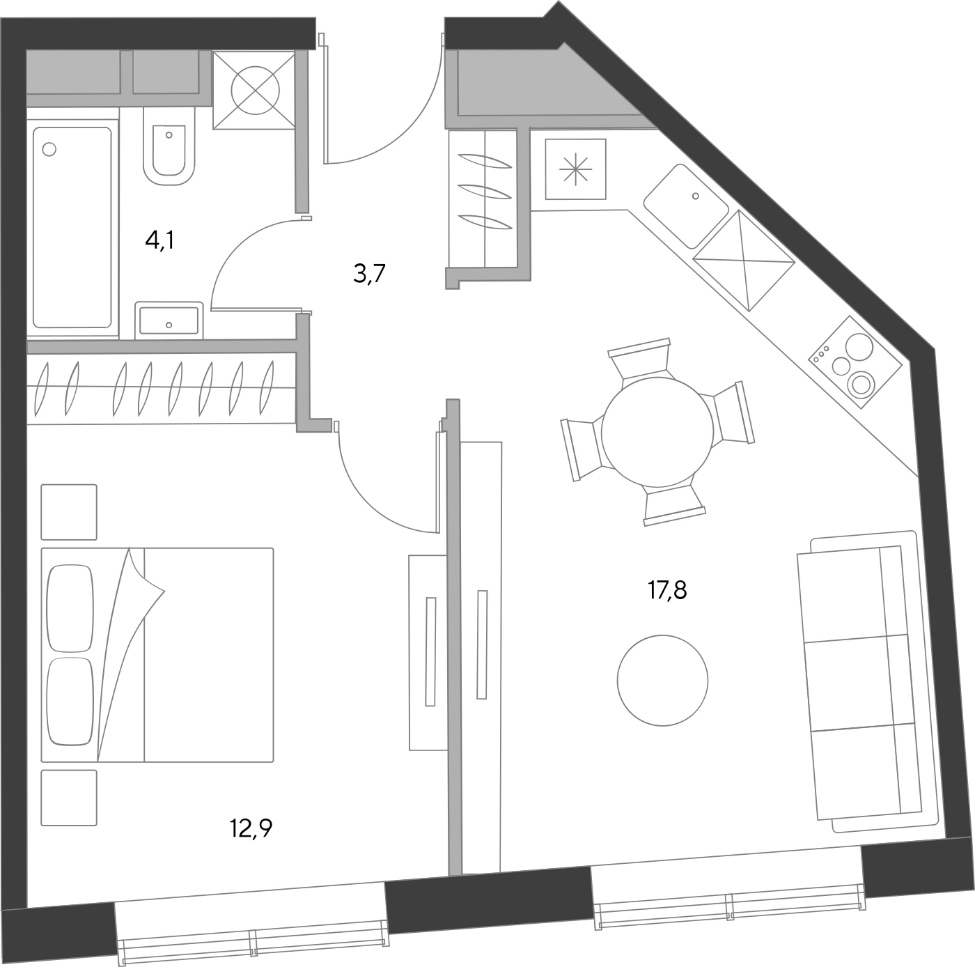 Планировка Дом Chkalov 38,4 м², 200