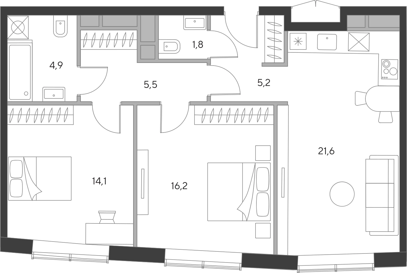 Планировка Дом Chkalov 68,8 м², 381