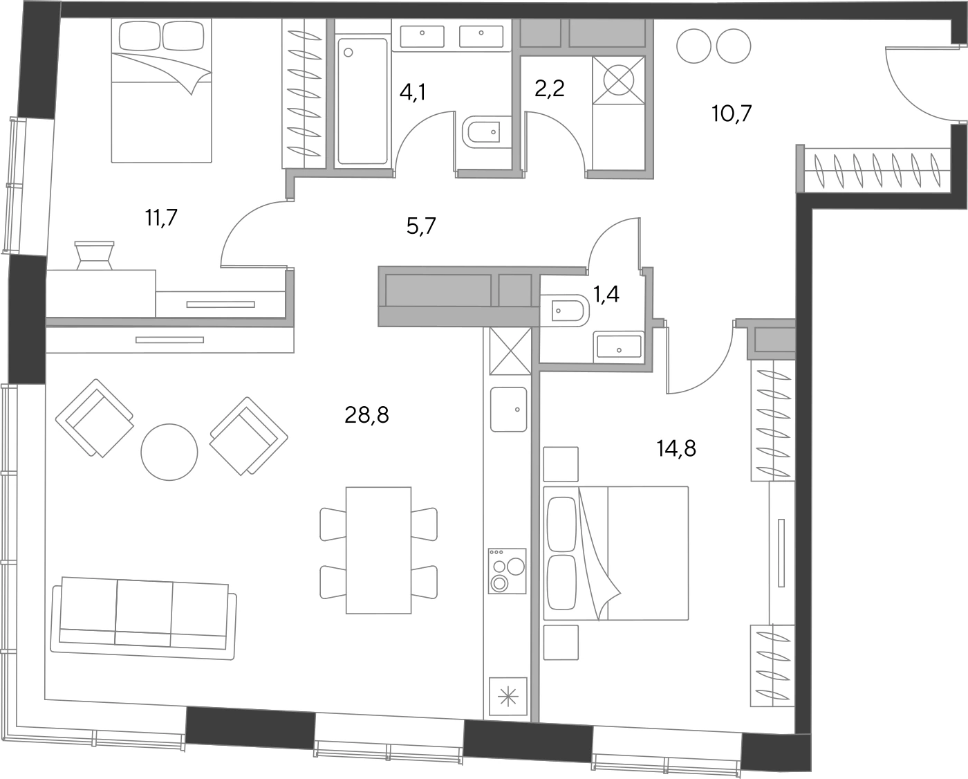 Планировка Дом Chkalov 79 м², 11