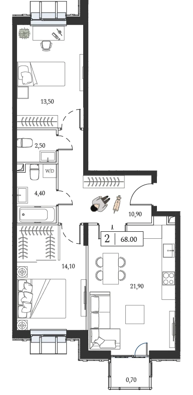 Планировка Дрим Тауэрс 68 м², 467