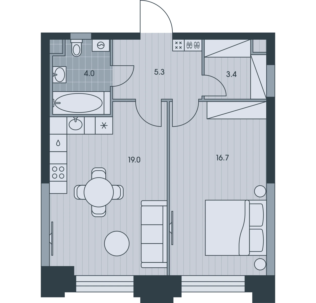 Планировка Эвер 48,6 м², EV-6-6-361